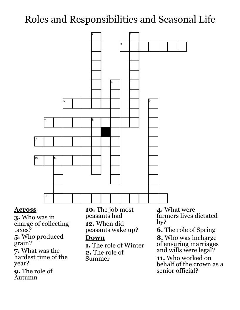 Roles and Responsibilities and Seasonal Life