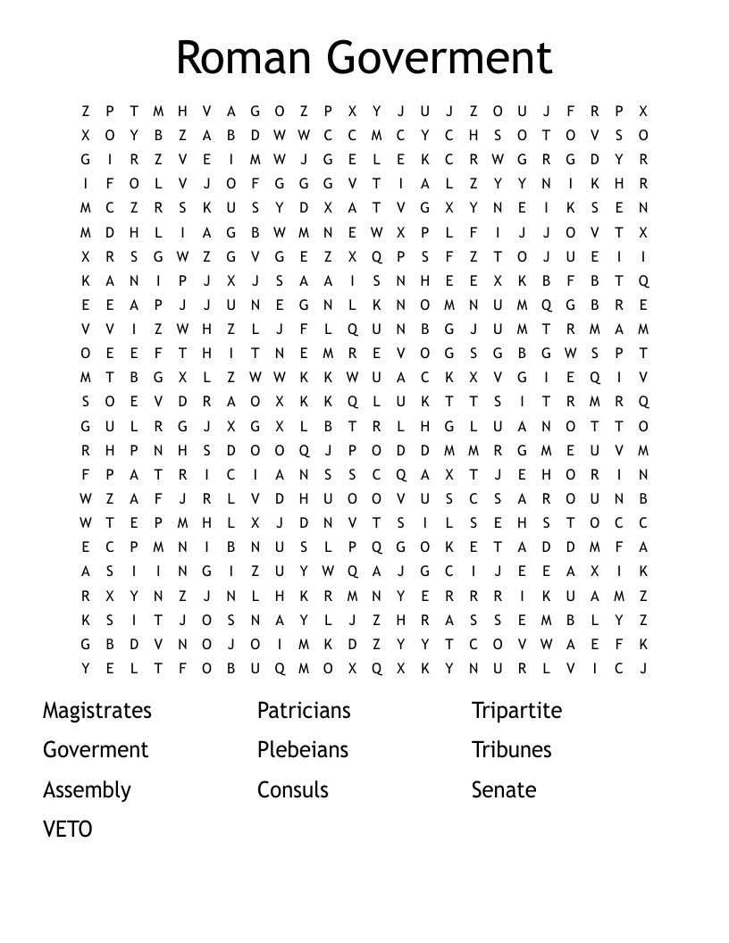 Roman Goverment Word Search