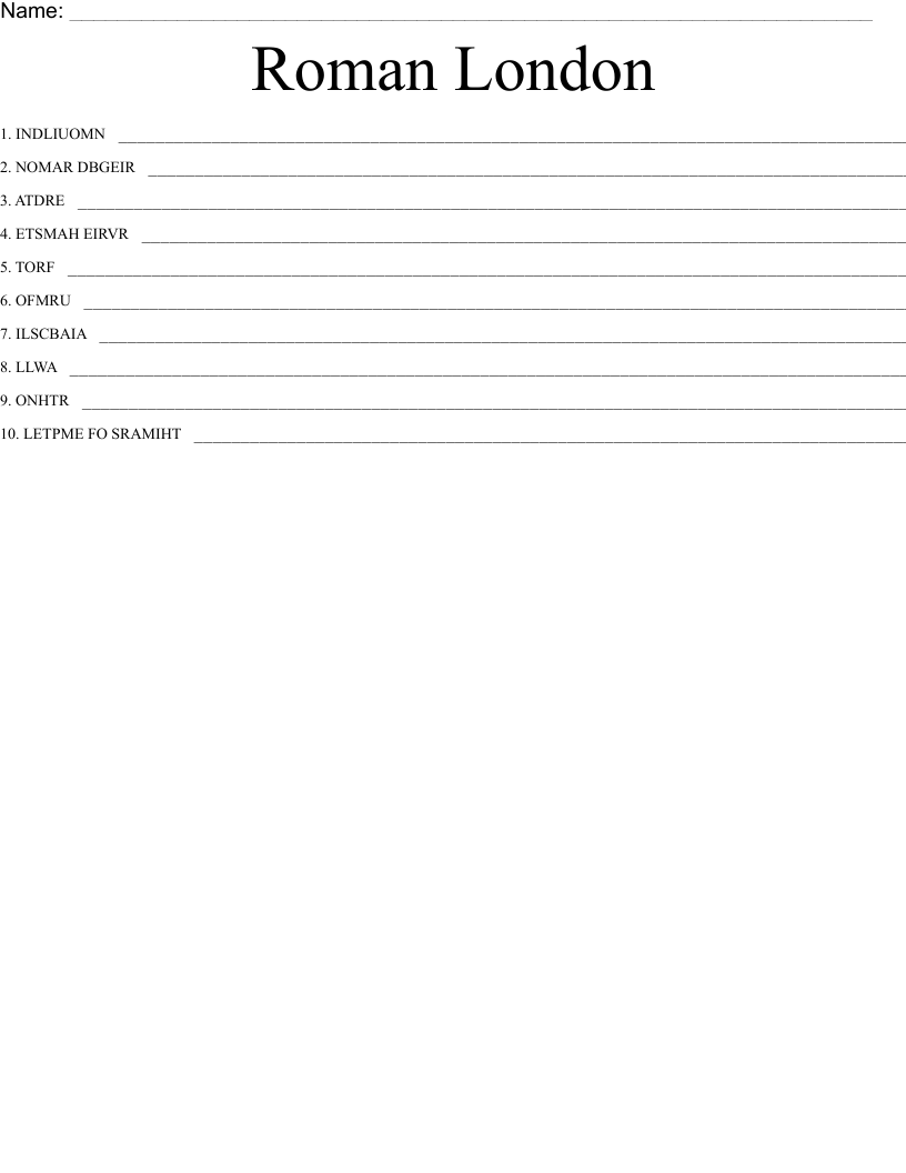 Roman London Word Scramble