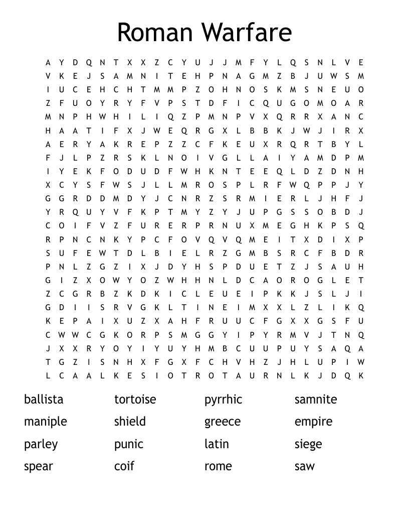 Roman Warfare Word Search