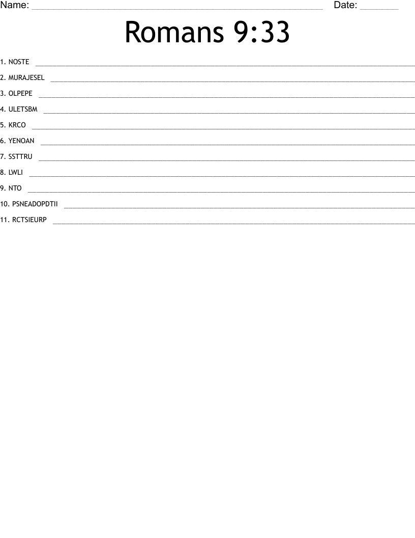 Romans 9:33 Word Scramble
