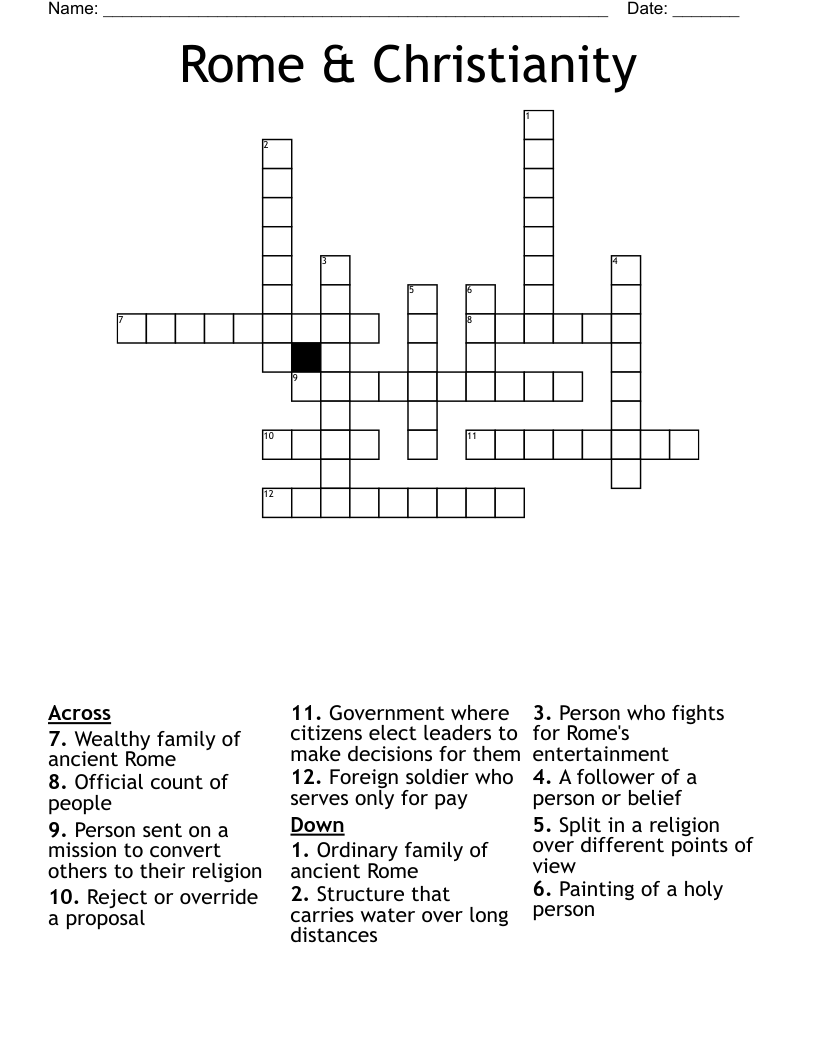 Rome & Christianity Crossword