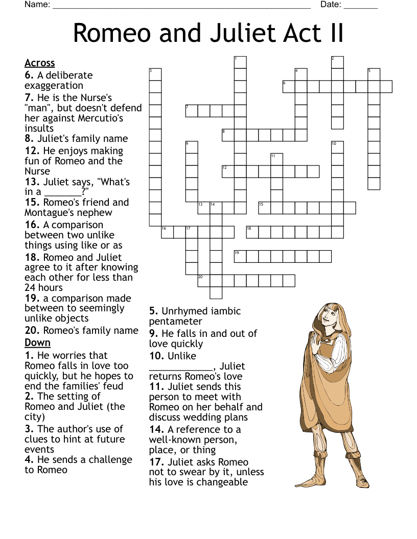 Romeo And Juliet Crossword Puzzle