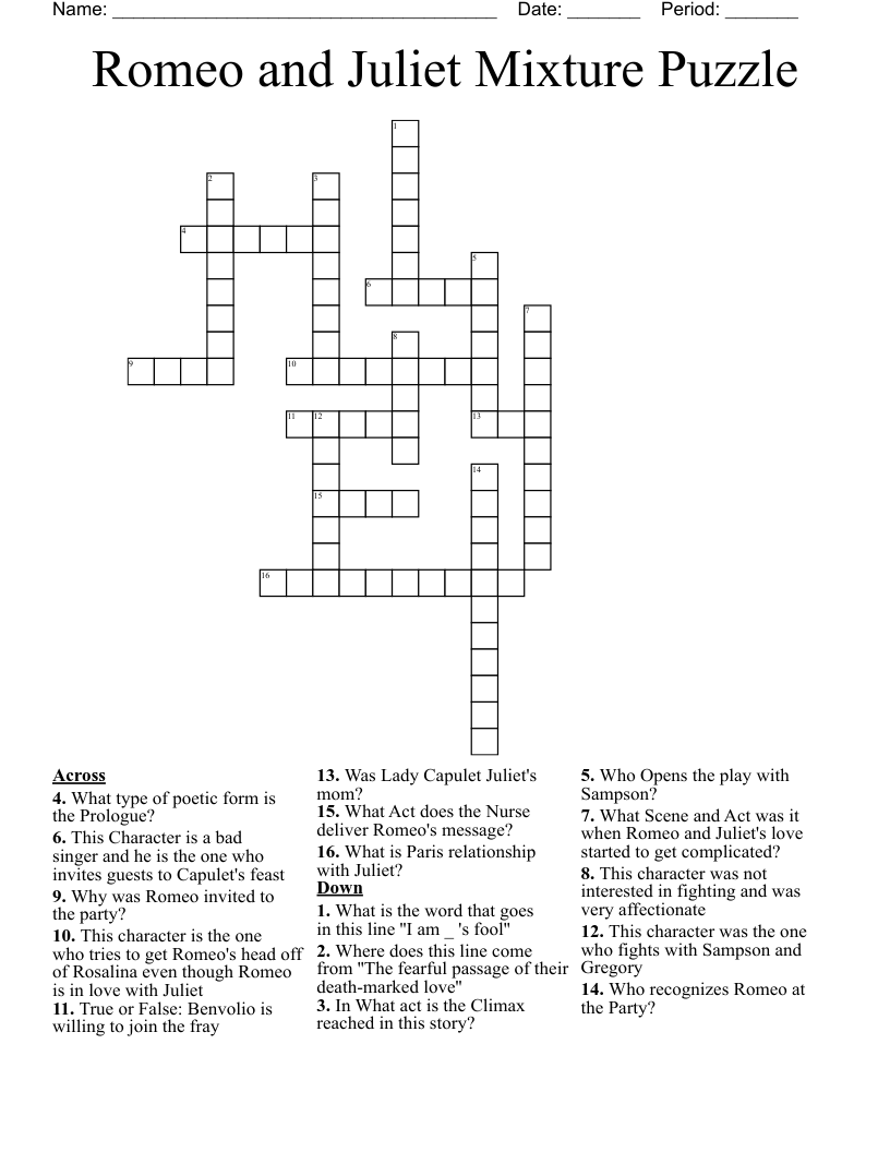 Romeo and Juliet Mixture Puzzle