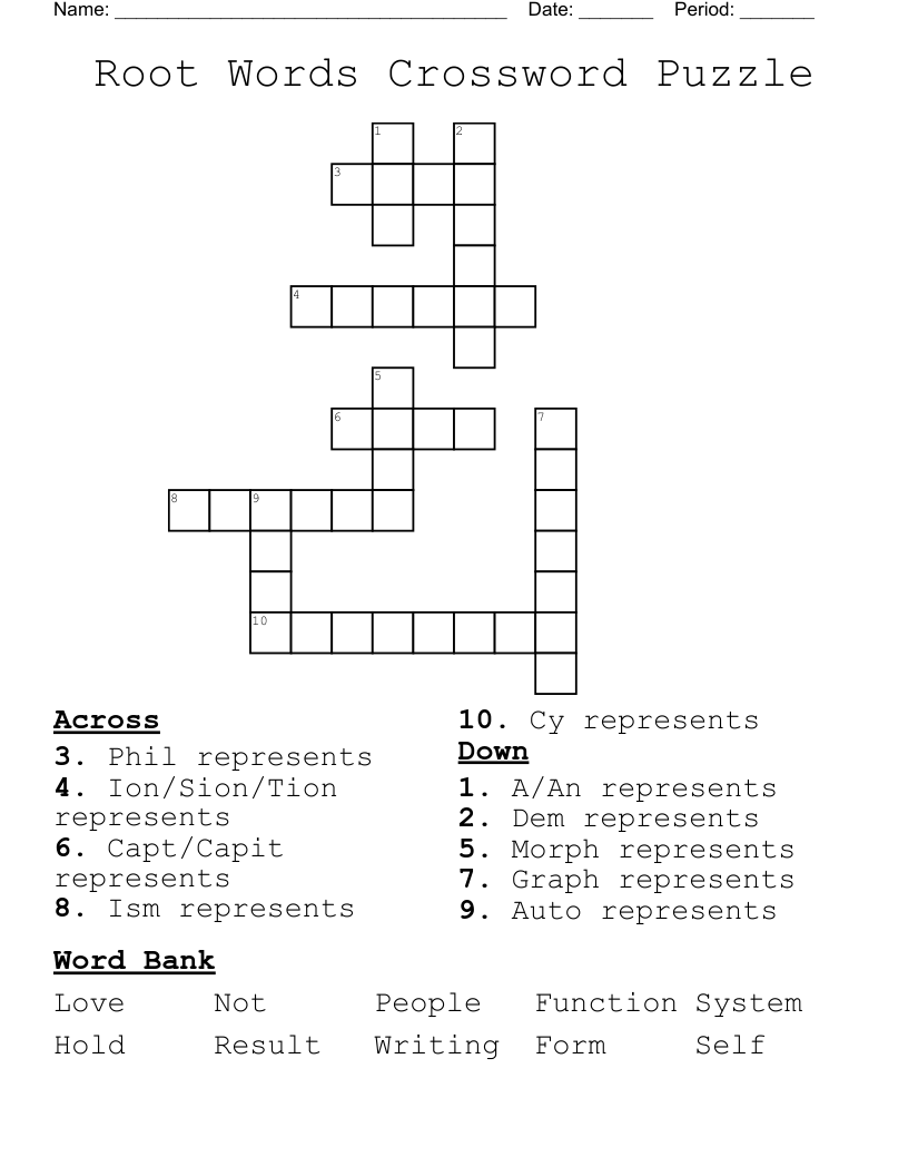 Root Words Crossword Puzzle WordMint