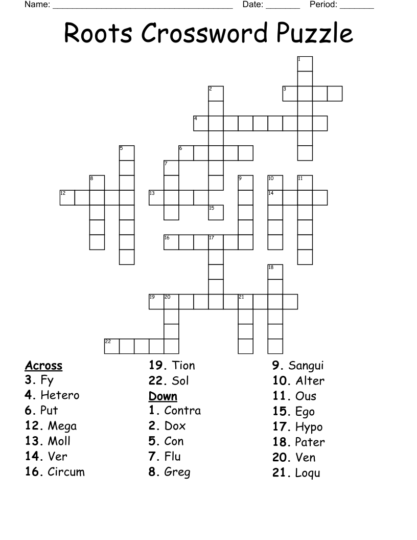 Roots Crossword Puzzle WordMint