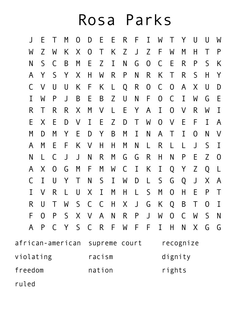 Rosa Parks Word Search