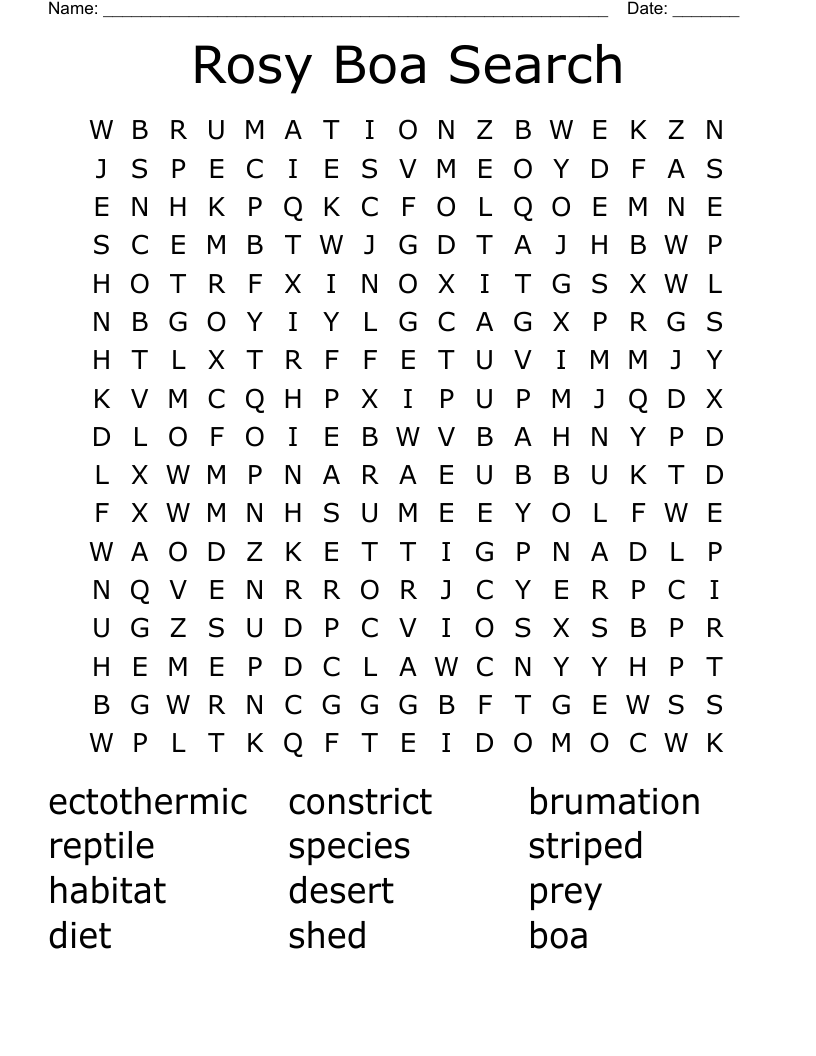 Rosy Boa Search Word Search