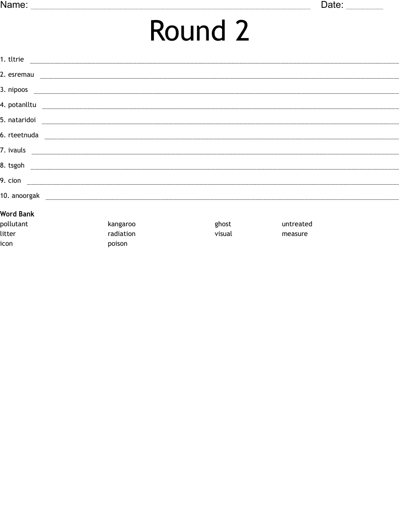Round 2 Word Scramble