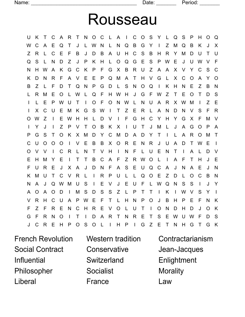 Rousseau Word Search