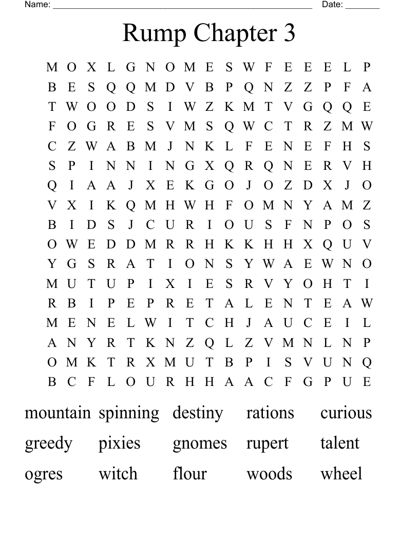 Rump Chapter 3 Word Search