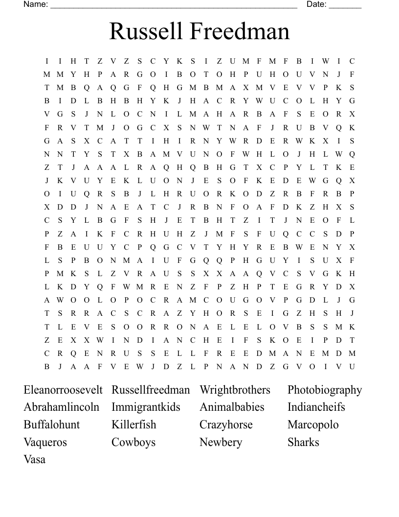 Russell Freedman Word Search