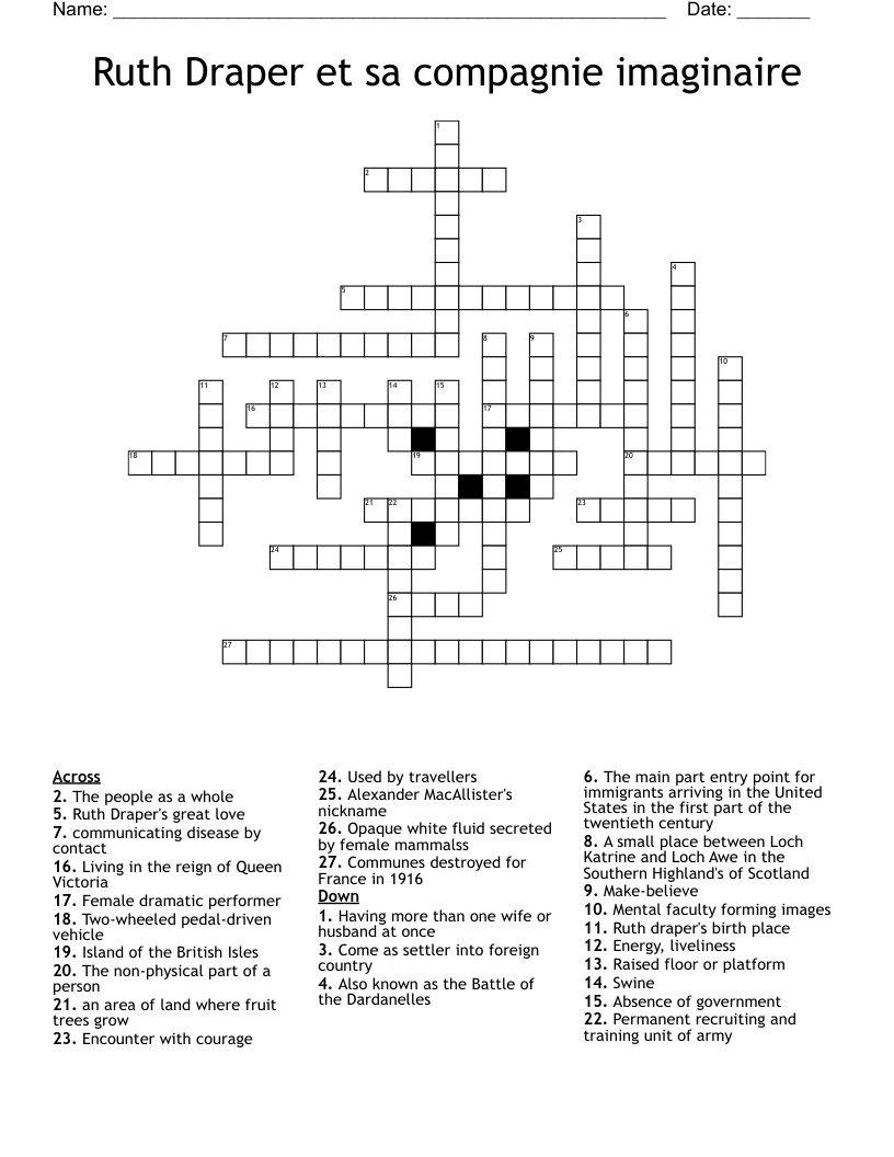 Ruth Draper et sa compagnie imaginaire Crossword