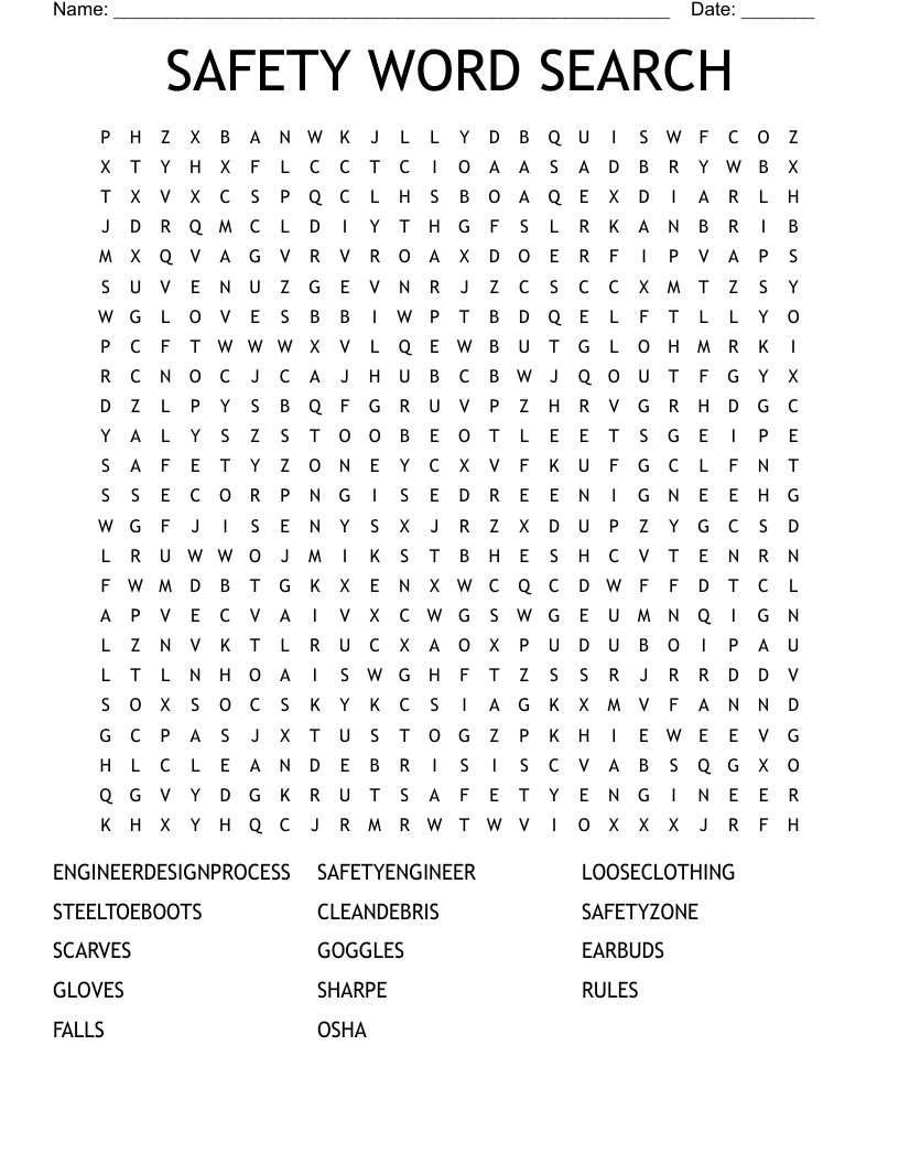SAFETY WORD SEARCH