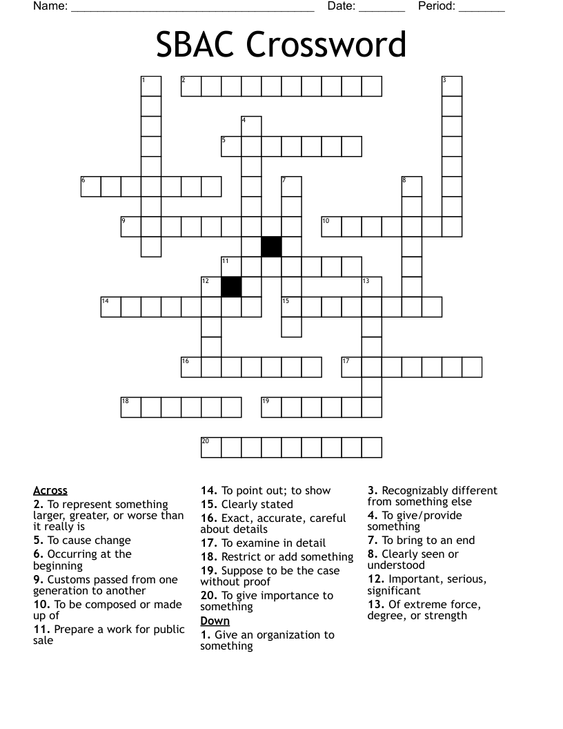SBAC Crossword