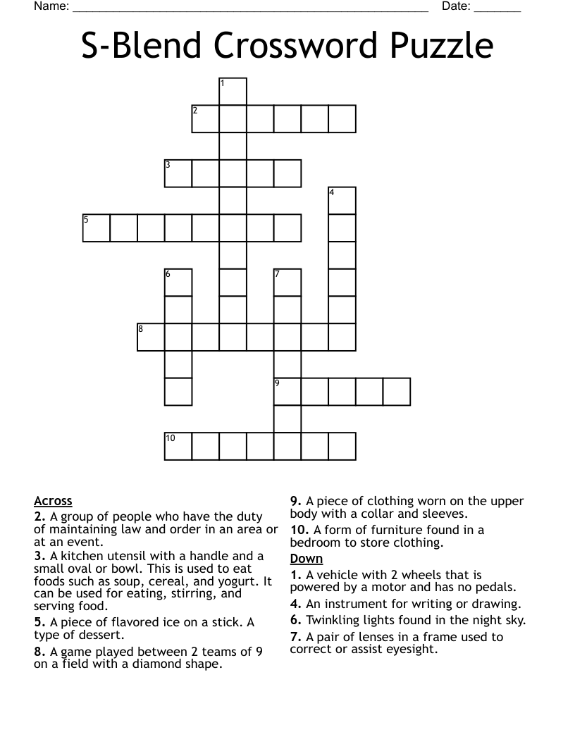 S-Blend Crossword Puzzle