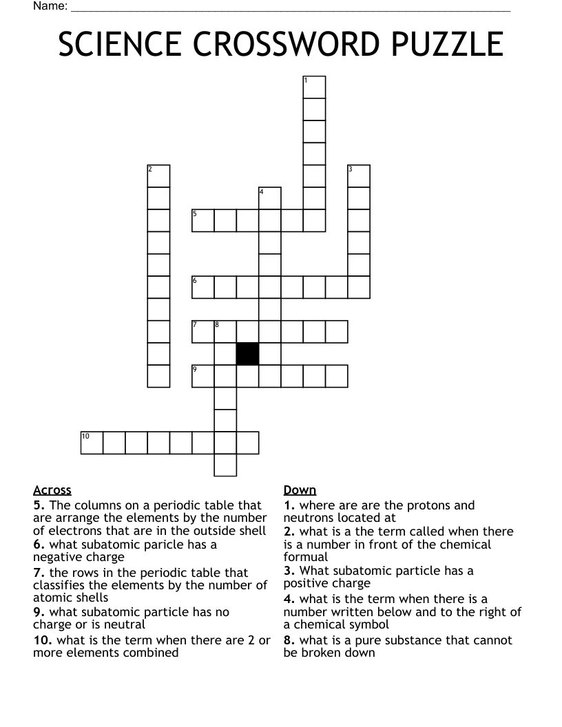 SCIENCE CROSSWORD PUZZLE