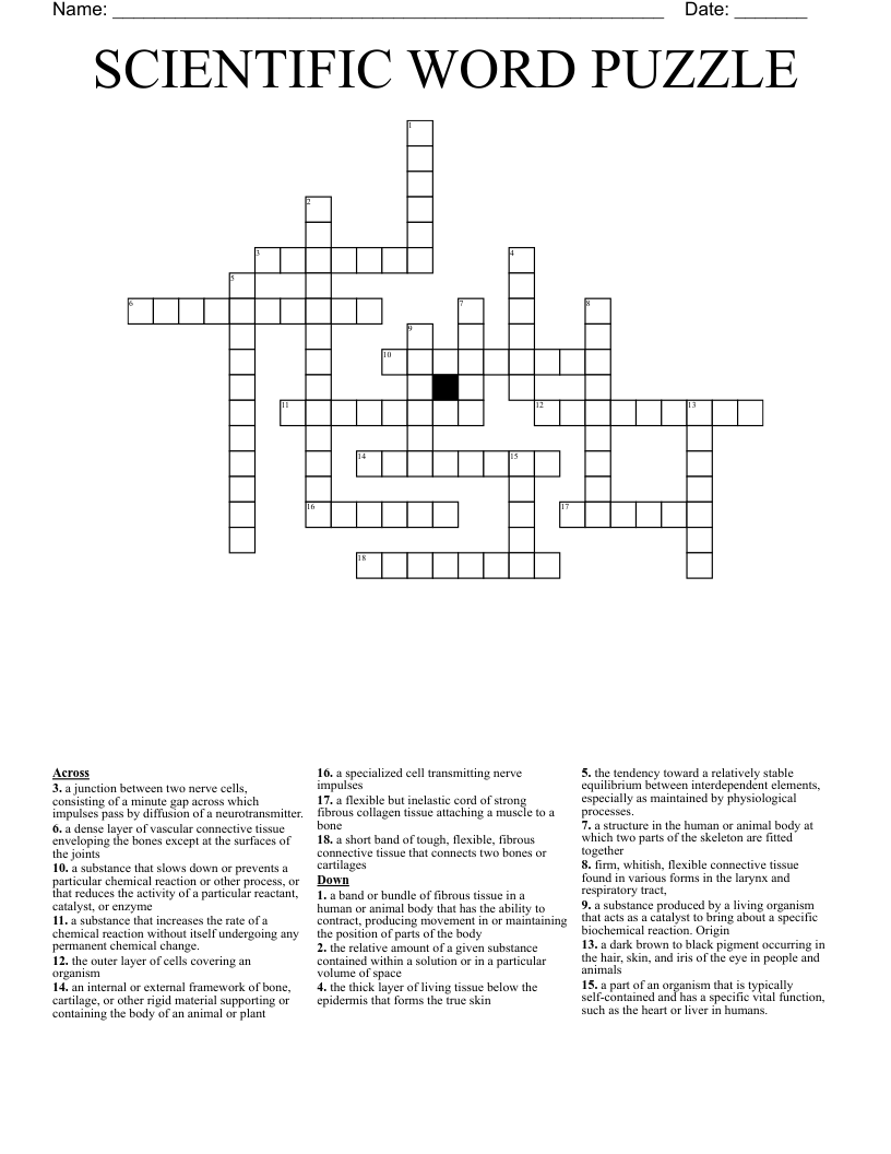 SCIENTIFIC WORD PUZZLE Crossword WordMint