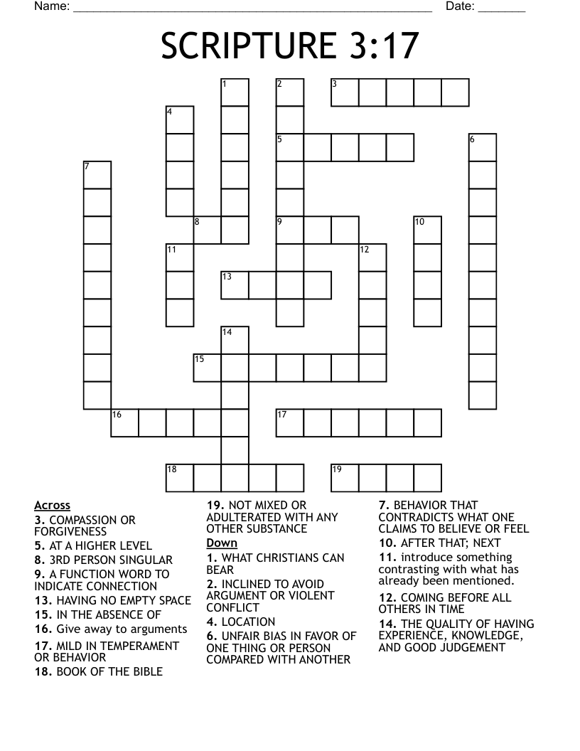 SCRIPTURE 3:17 Crossword