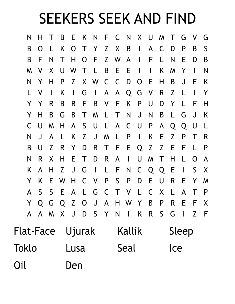 SEEKERS SEEK AND FIND Word Search WordMint