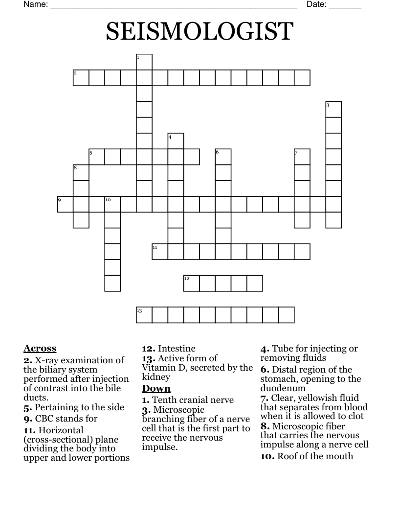SEISMOLOGIST  Crossword