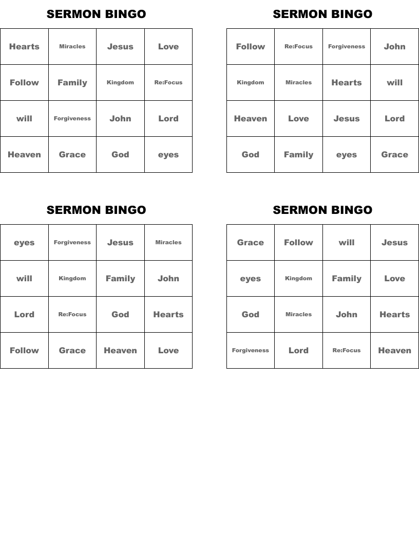 SERMON BINGO