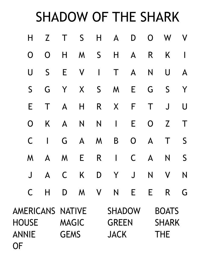 SHADOW OF THE SHARK Word Search