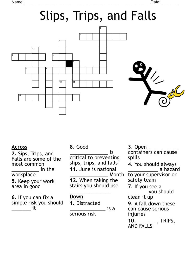 Fall Prevention Crossword WordMint