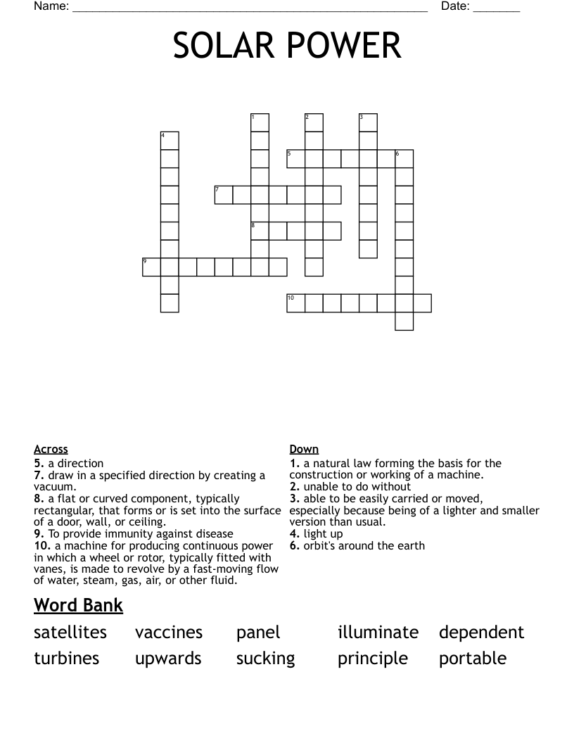 SOLAR POWER Crossword WordMint