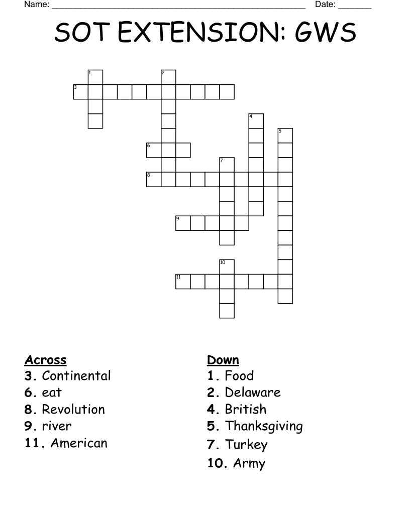 SOT EXTENSION GWS Crossword WordMint