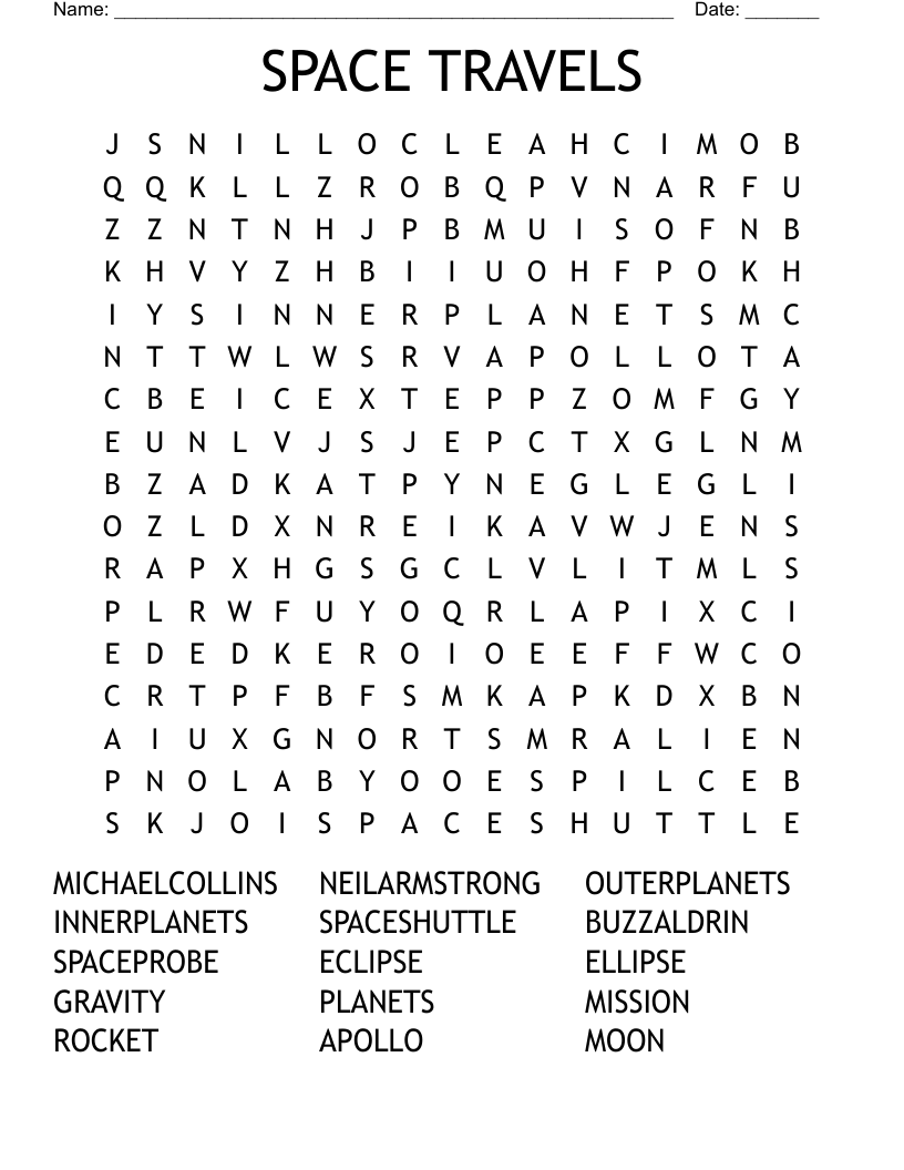 SPACE TRAVELS Word Search