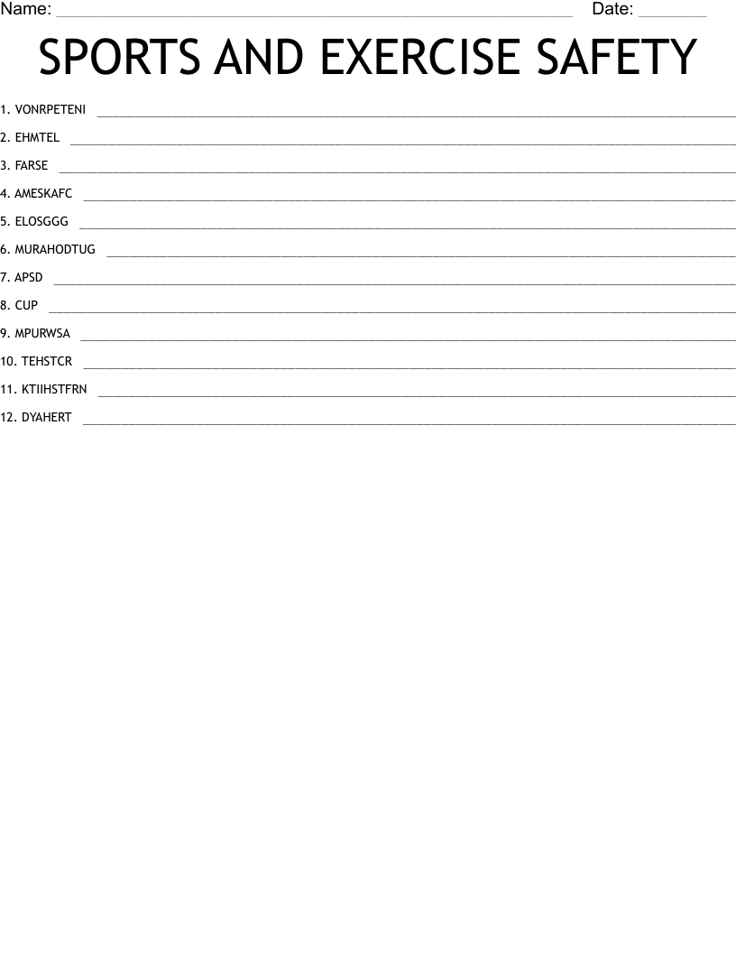 SPORTS AND EXERCISE SAFETY