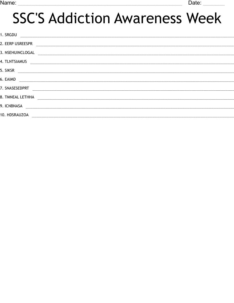 SSC'S Addiction Awareness Week