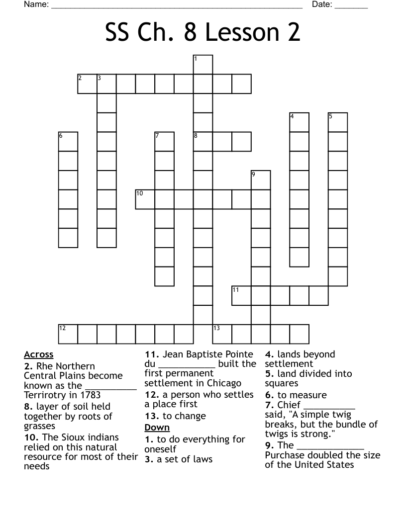SS Ch. 8 Lesson 2 Crossword