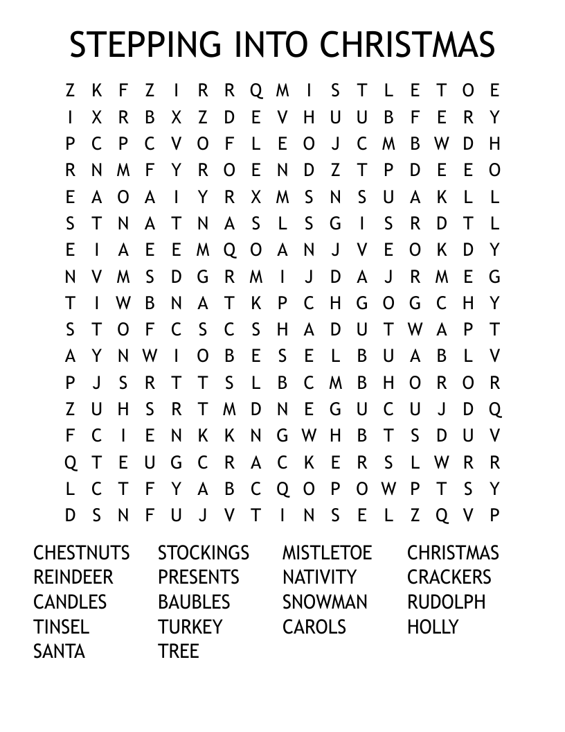 STEPPING INTO CHRISTMAS Word Search