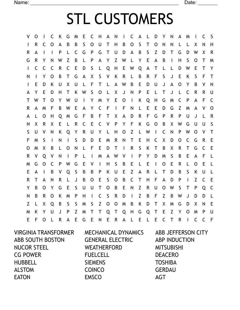 STL CUSTOMERS Word Search