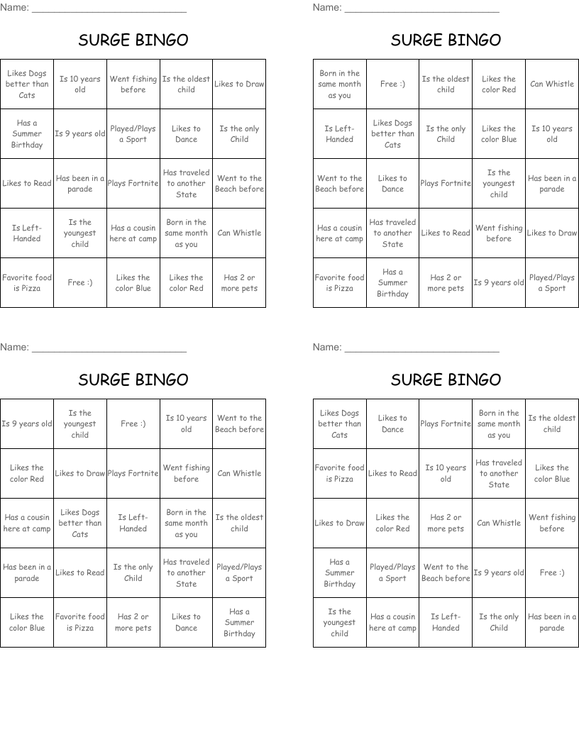 SURGE BINGO