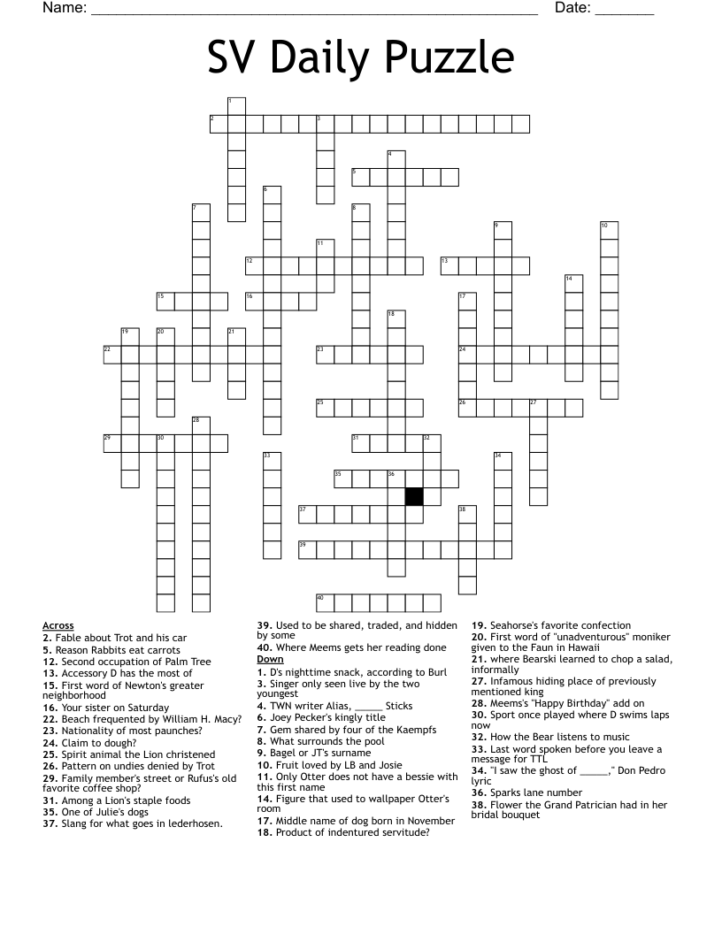 SV Daily Puzzle Crossword WordMint