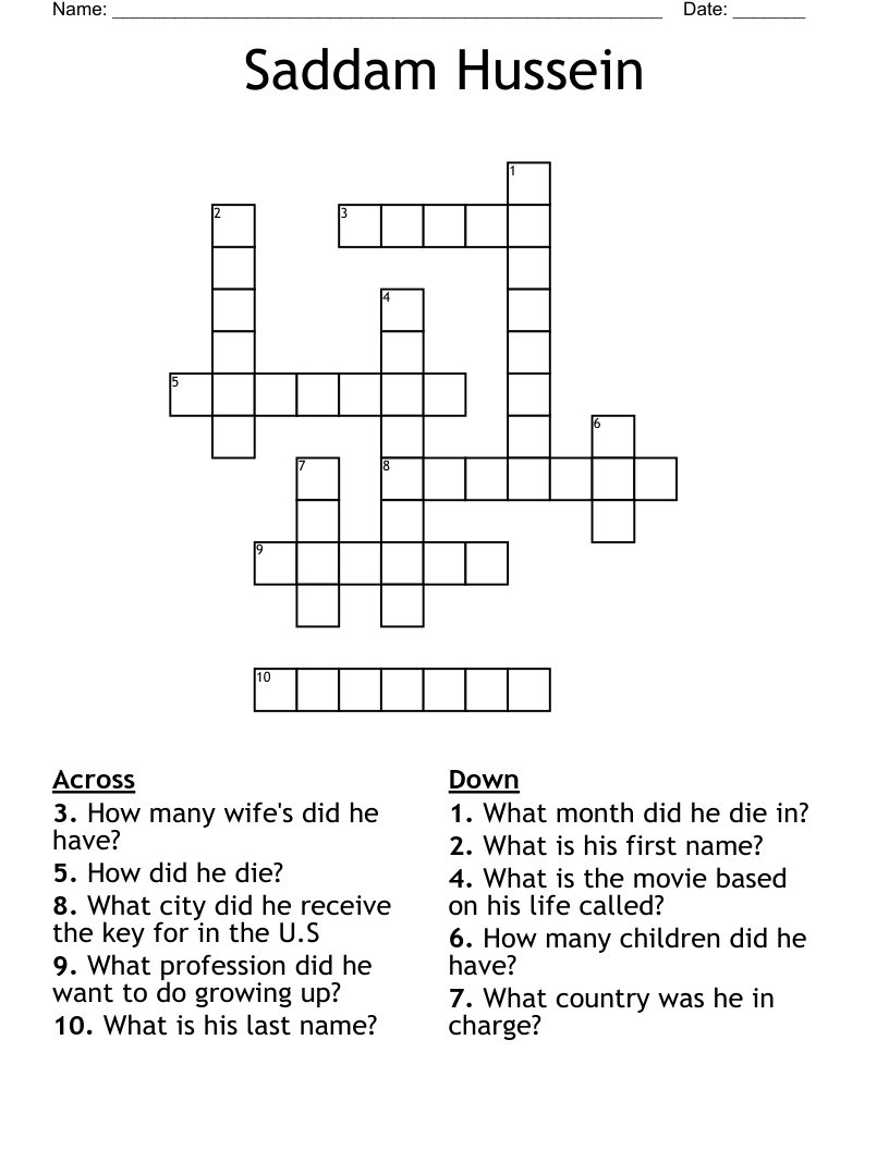 Saddam Hussein Crossword