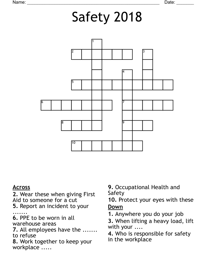 Safety 2018 Crossword