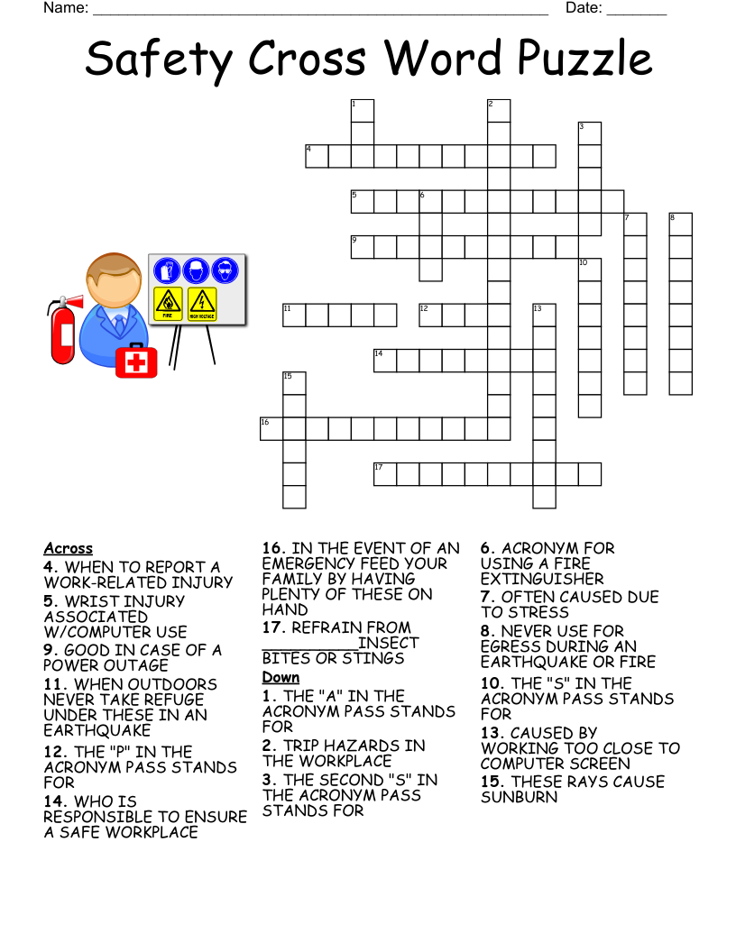 Ppe Safety Crossword Puzzle Answers Ethel Ashley s Crossword Puzzles