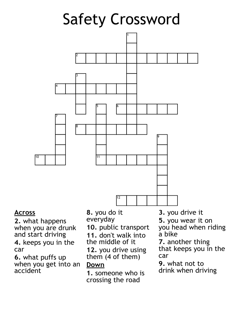 Safety Crossword WordMint