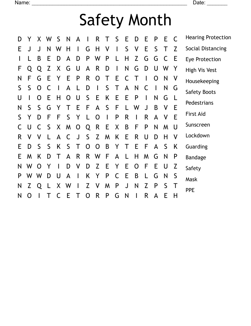 Safety Month Word Search