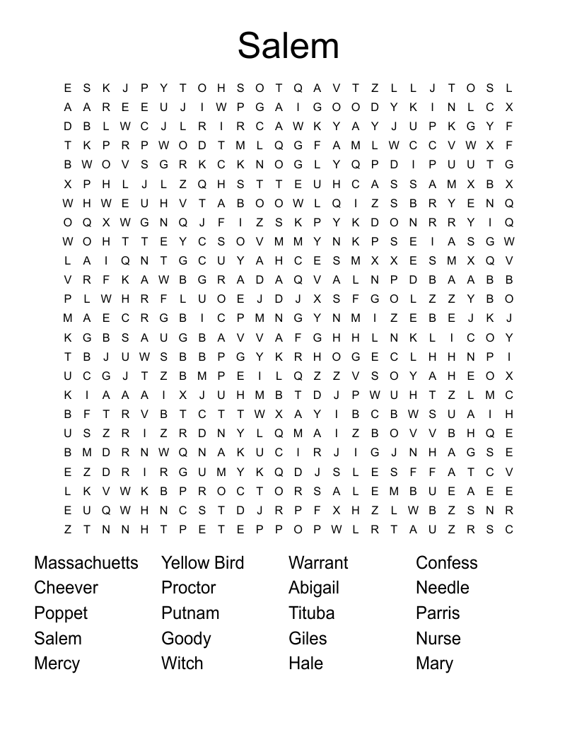 Salem Word Search