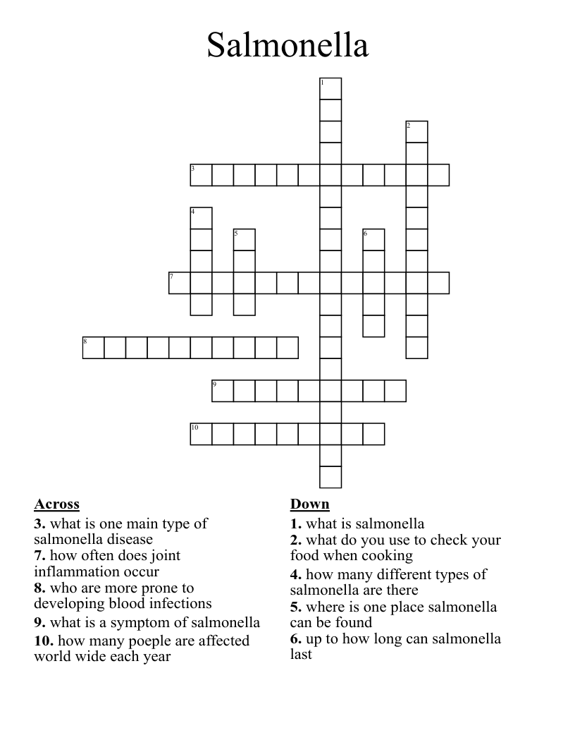 Salmonella Crossword