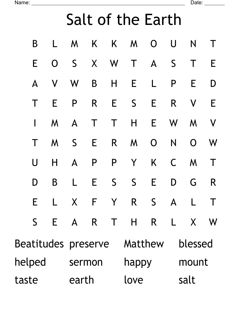 Salt of the Earth Word Search