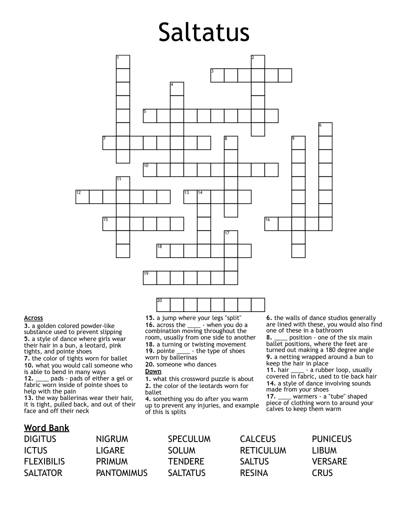 Saltatus Crossword