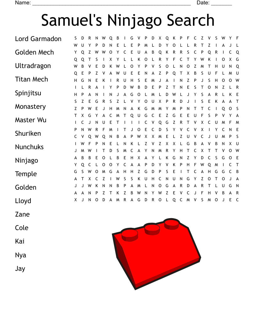 Ninjago Word Search WordMint