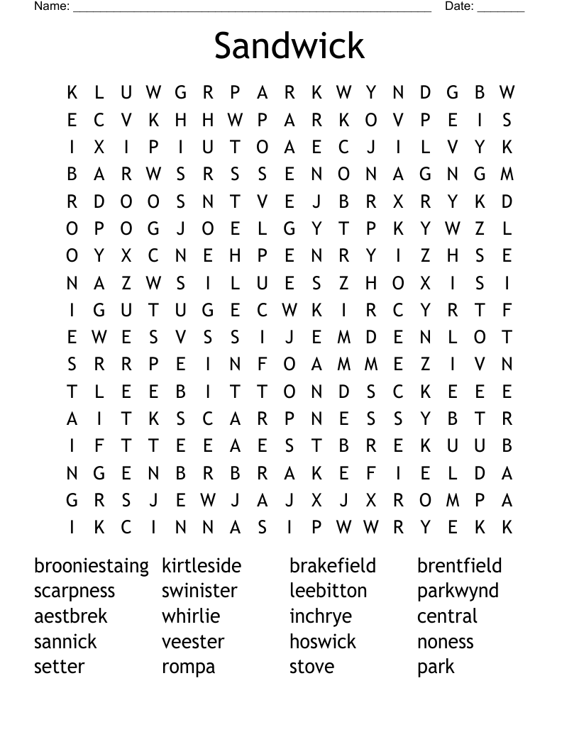 Sandwick  Word Search