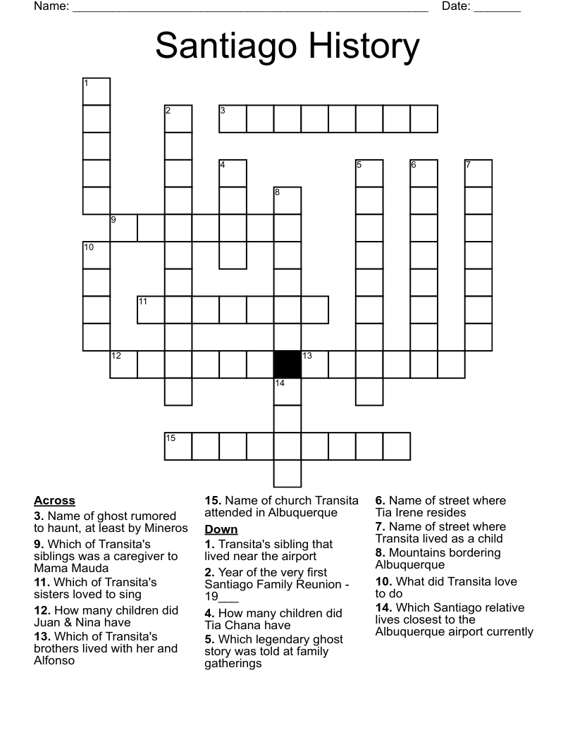 Santiago History Crossword WordMint